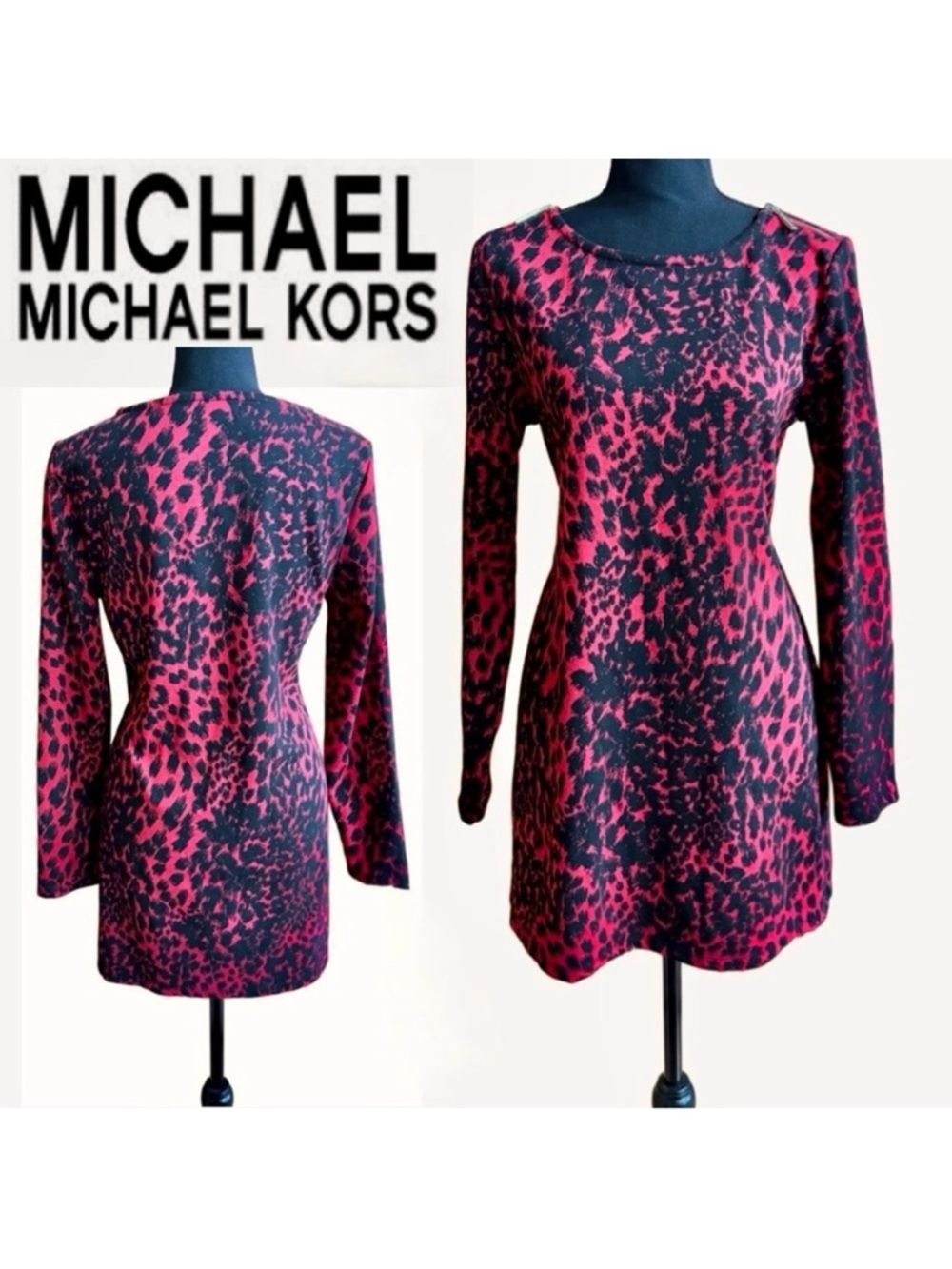 MICHAEL Michael Kors Red Black Patterned Mini Dress or Tunic (L)